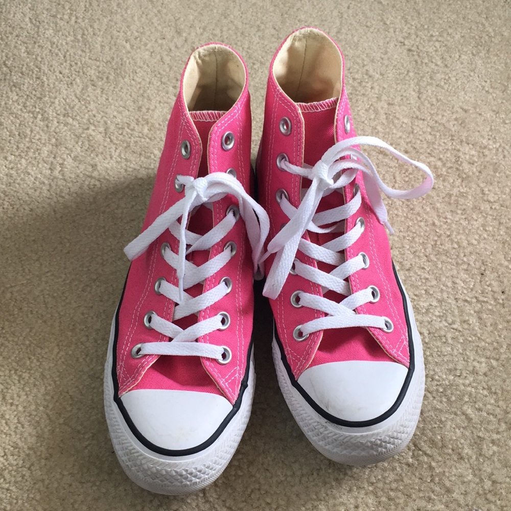 Pink high top converse
